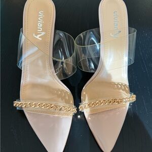Viviana Nude Chain Detail Women's Heels